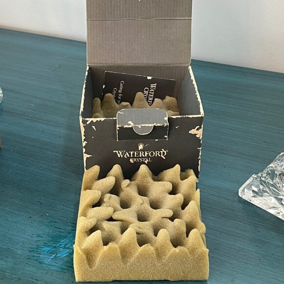 VINTAGE Waterford Crystal LISMORE COTTAGE MANTEL CLOCK Quartz Silver Face w/ Box - Picture 8 of 11